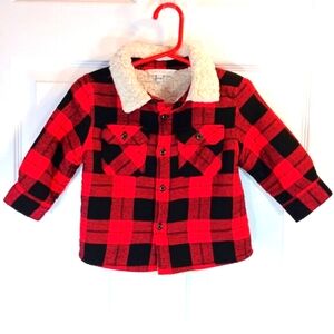 George Buffalo Plaid Shacket Sweater Jacket Sherpa Lined Baby Size 12-18M